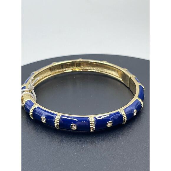 Vera Bradley Blue Navy Crystal Bezeled  Bangle Bracelet New - Picture 3 of 10